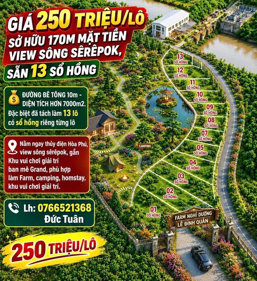 Bán đất nền 550-800m2 sổ hồng mặt tiền, Đắk Lắk - Ảnh 1