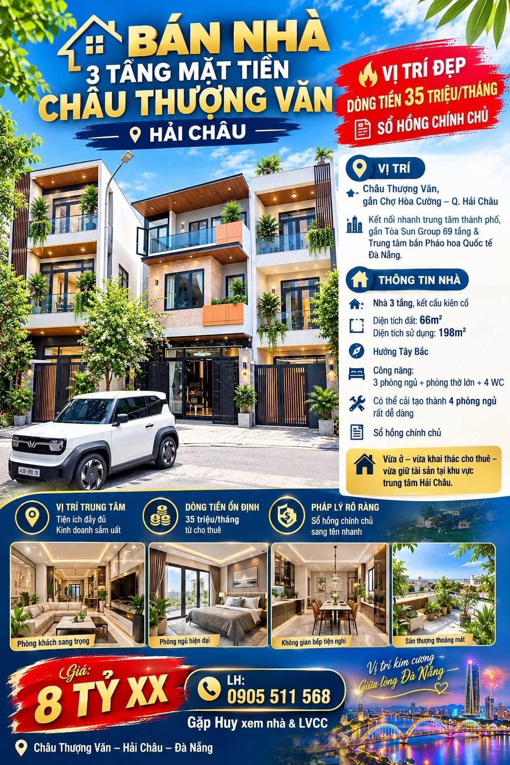 Bán nhà 3 tầng mặt tiền 198m² Châu Thượng Văn, Đà Nẵng - Ảnh 1