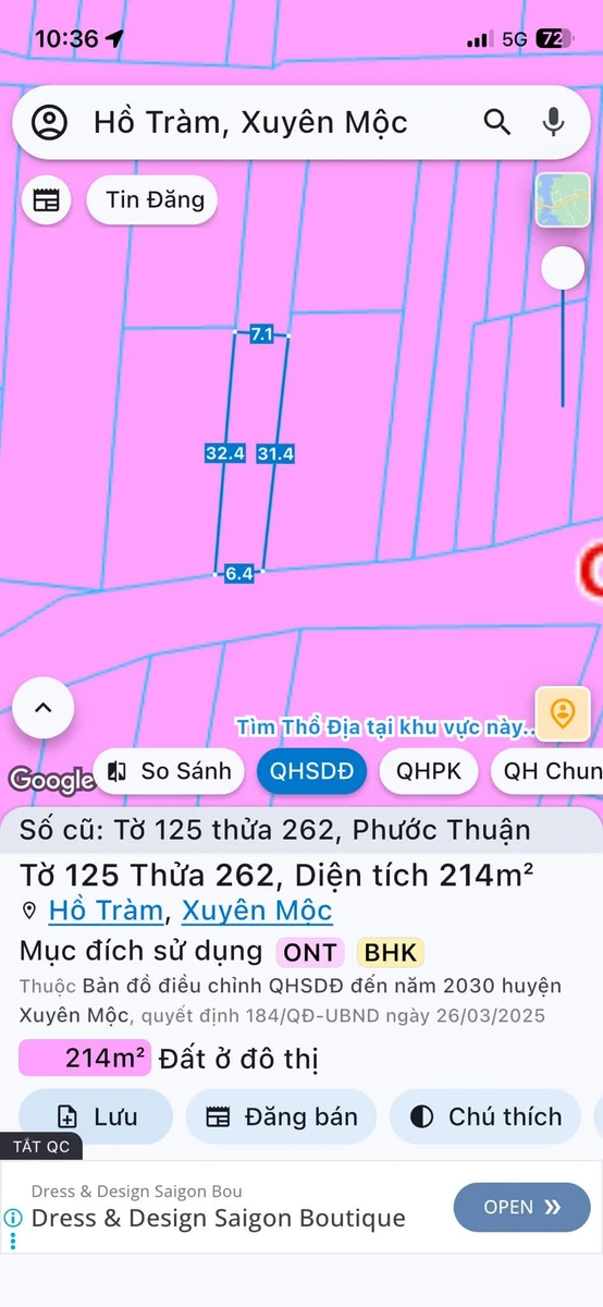 Bán đất mặt tiền đường ODA Hồ Tràm, 204.8m², 3,2 tỷ - Ảnh thu nhỏ 3