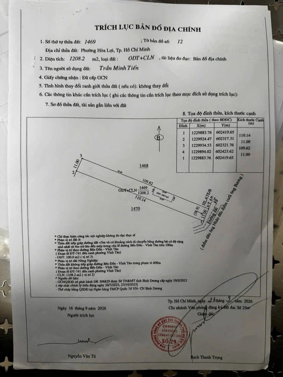 Bán đất Hòa Lợi 1.208 m², Bình Chánh, 3.7 tỷ - Ảnh thu nhỏ 5