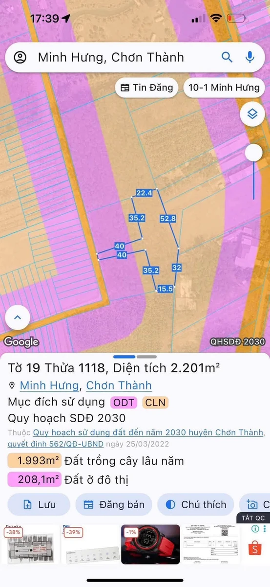Bán đất 2200m² nhánh Đường Số 8 Minh Hưng giá 1.2 tỷ - Ảnh thu nhỏ 3