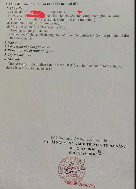 Bán lô đất 99m² tại thôn Dương Sơn, xã Hòa Tiến, Đà Nẵng