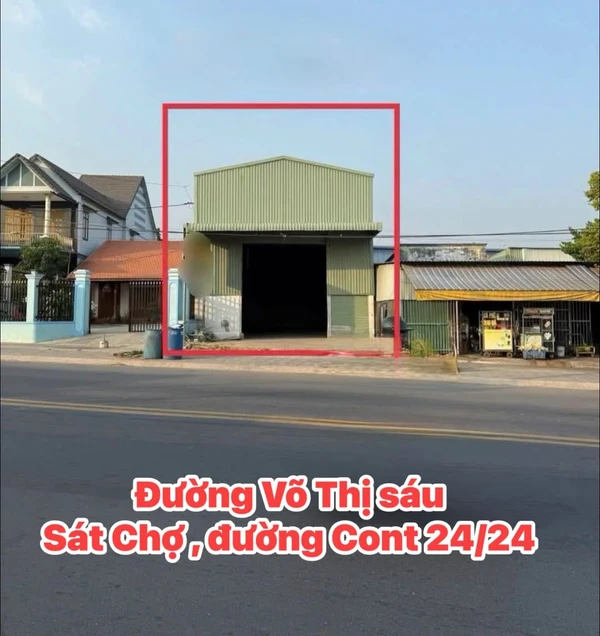 Cho thuê nhà xưởng mặt tiền Võ Thị Sáu, Tân Uyên – 300m², 25 triệu/tháng