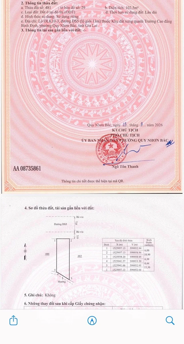 Bán đất 103m2 Quy Nhơn Bắc, mặt tiền Hùng Vương - Ảnh thu nhỏ 3