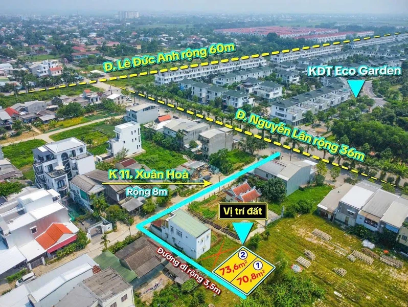 Bán đất Vỹ Dạ 73m² cạnh Ecogarden giá 1,85 tỷ
