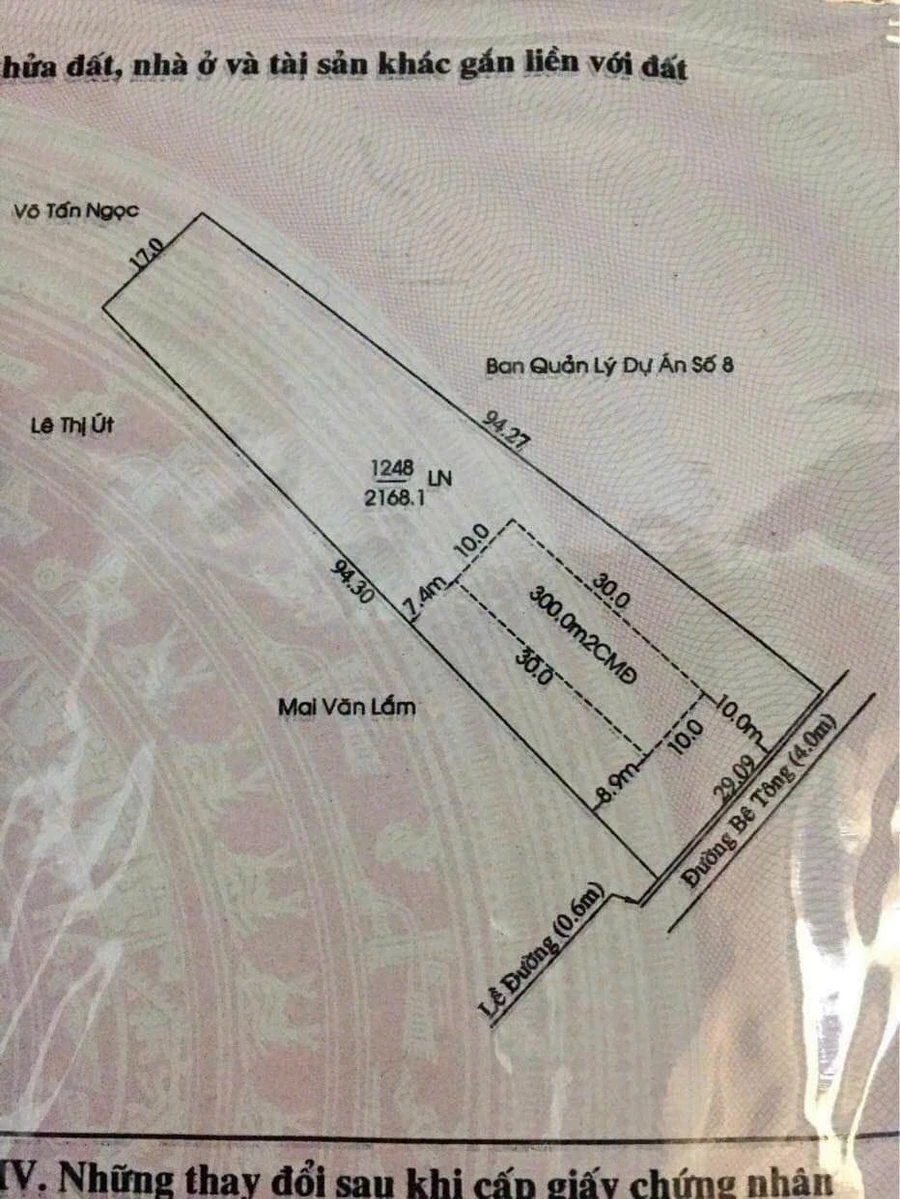 Bán đất Chánh Mỹ 300m2 mặt tiền 30m, giá 10tr/m2 - Ảnh 1