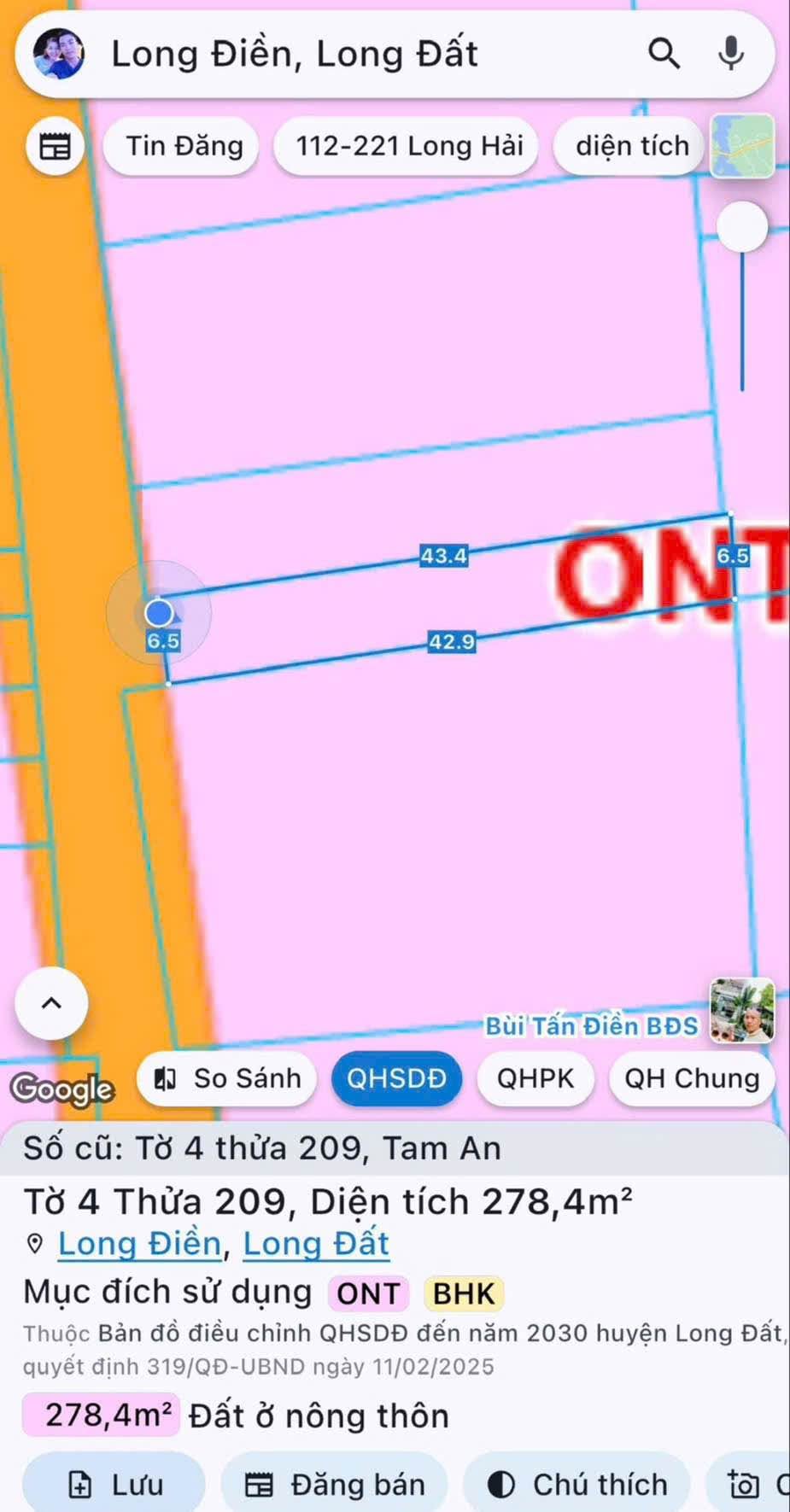Bán đất mặt tiền Đường Số 1 Tam An 278m² - Ảnh thu nhỏ 3