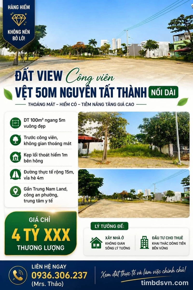 Bán đất 100m² view công viên Nguyễn Tất Thành Quận 7 - Ảnh 1