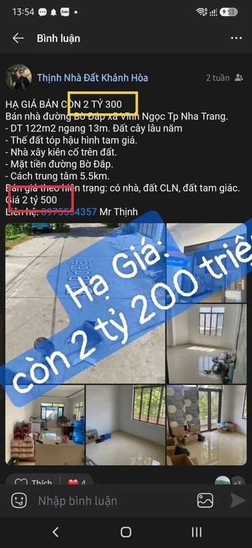 Bán đất 122m2 đường Bờ Đắp Vĩnh Ngọc Nha Trang 2.2 tỷ
