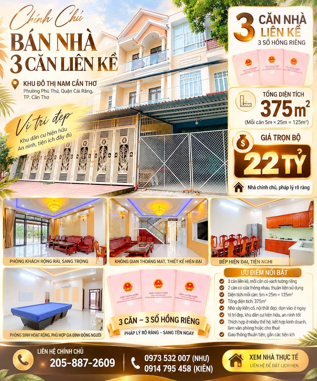 Bán 3 căn nhà liền kề 375m² Cần Thơ 22 tỷ - Ảnh 1