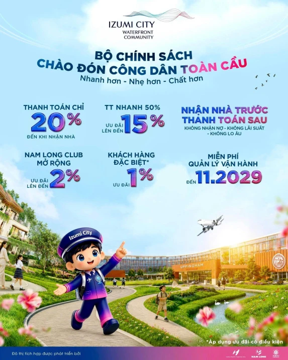 Khu đô thị Izumi City - Nam Long Group - thanh toán cực giãn 36th - CK đến 22,5% - PKD 0906 836 ***