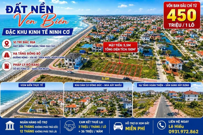 Bán đất biển Thịnh Long 81m² view hồ, Ninh Cơ