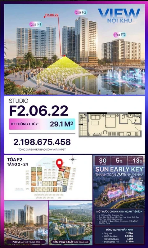 Bán căn studio 29.1m² Charmora City Nha Trang giá 1.770 tỷ