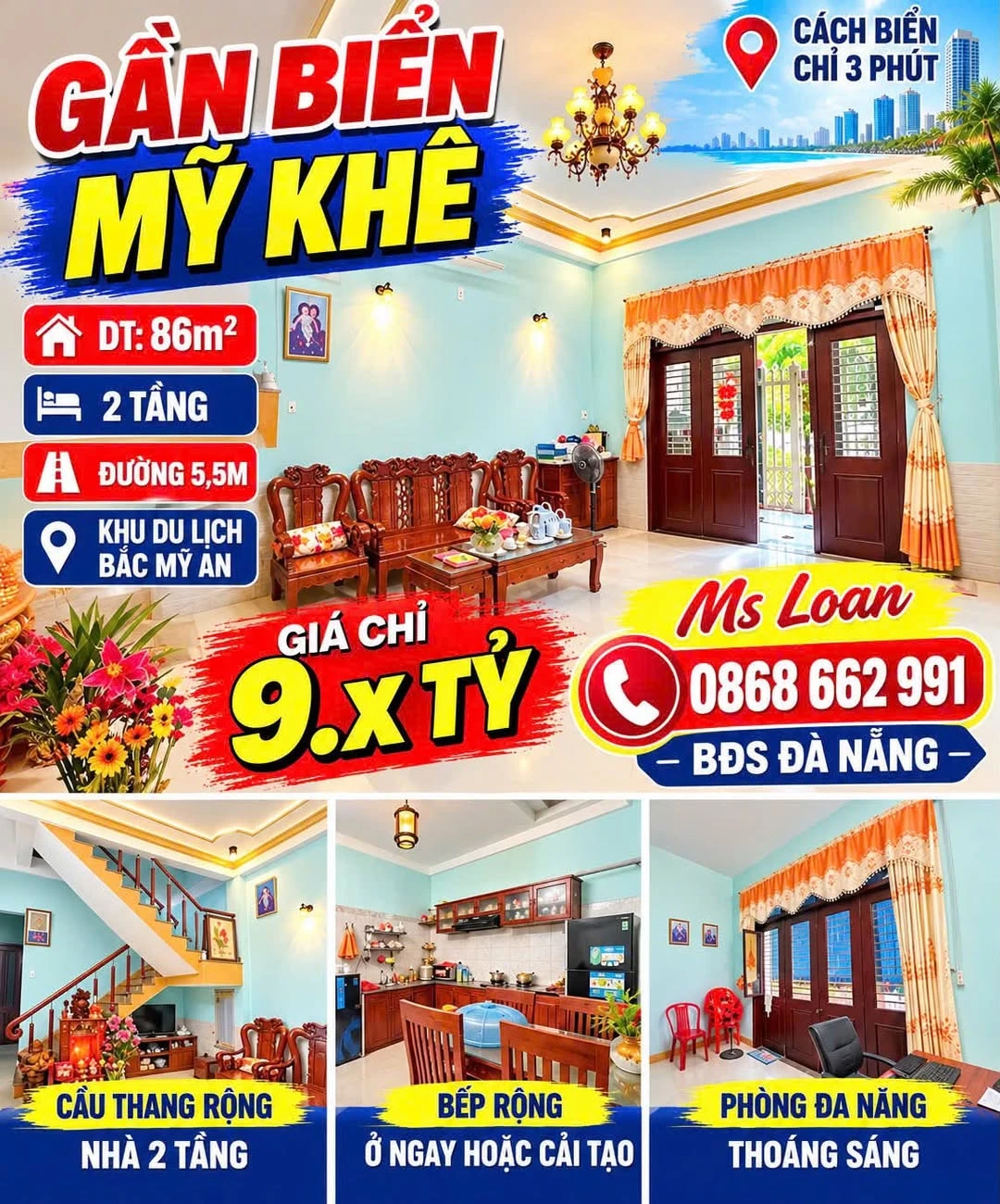 Bán nhà mặt phố 85.5m² 4 phòng ngủ gần Biển Mỹ Khê, Đà Nẵng 9 tỷ - Ảnh 1