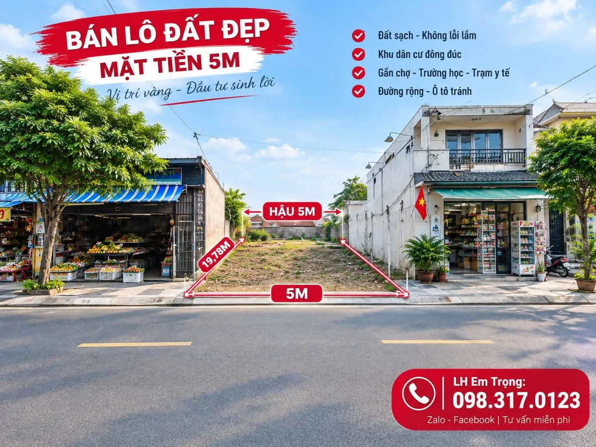 Bán lô đất mặt tiền 97,3m² Chợ Xã Đức Xương Gia Lộc Hải Dương - Ảnh 1