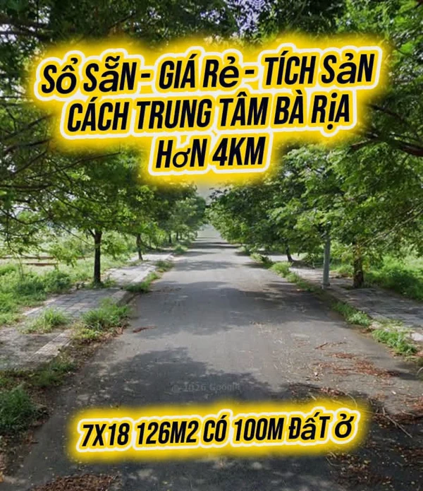 Bán đất 100m² ven Bà Rịa 1.2 tỷ