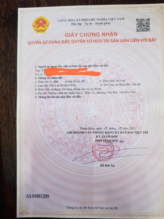 Bán Gấp Lô Đất Đẹp 96m2 Vân Phú - Mặt Tiền Nở Hậu Lộc Phát - Gần Đền Hùng