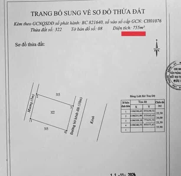 Bán đất Xã Đức Hoà Mới 935m2 giá 1 tỷ 750 triệu - Ảnh thu nhỏ 3