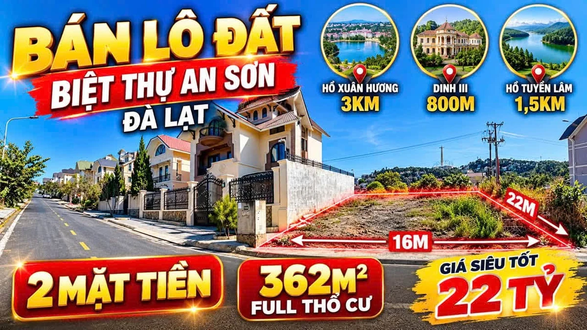 Bán đất biệt thự DIC An Sơn Đà Lạt 362m² 22 tỷ - Ảnh 1