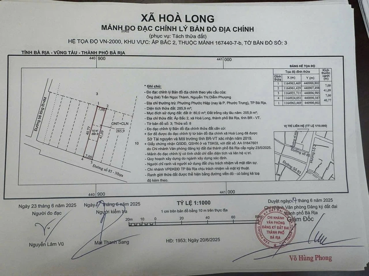 Bán lô đất mặt tiền đường 85 Hoà Long Bà Rịa 280m2 - Ảnh thu nhỏ 4