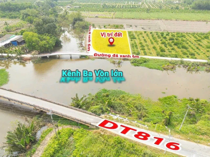 Bán đất thổ cư 110m² mặt tiền kênh Ba Vồn Lớn, Bến Lức, Long An