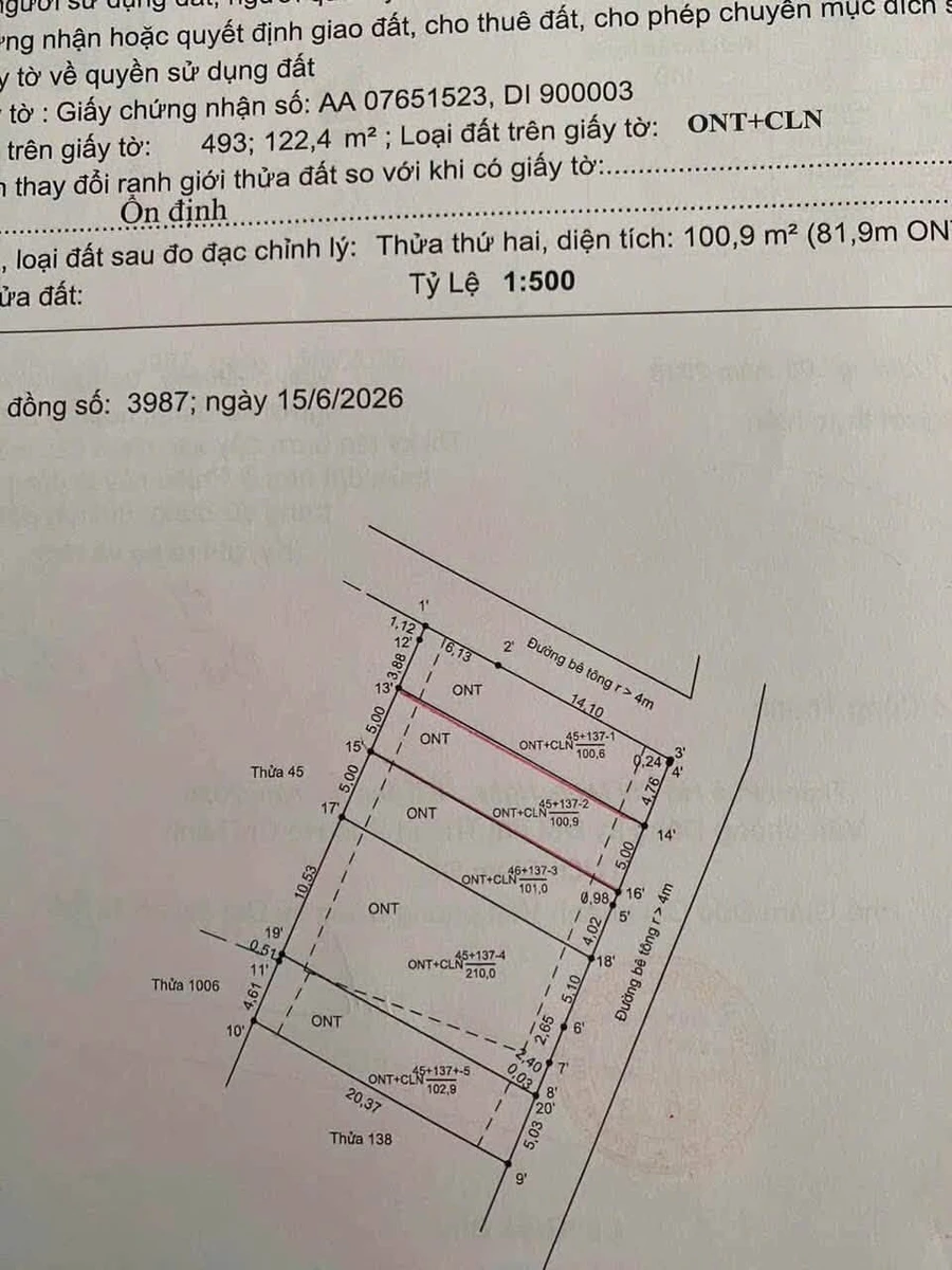 Bán lô đất góc 2 mặt tiền Bạch Đằng, 100m², 1.3 tỷ - Ảnh 1