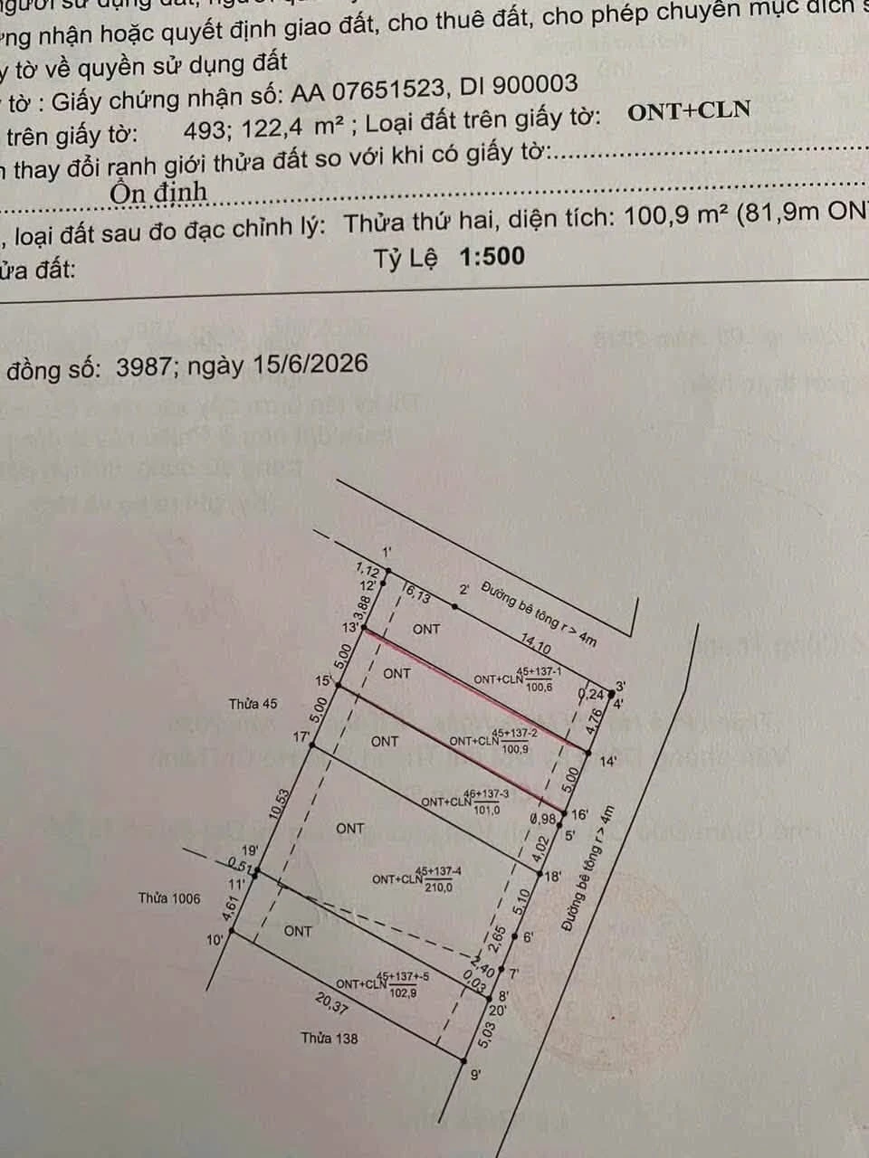 Bán lô đất góc 2 mặt tiền Bạch Đằng, 100m², 1.3 tỷ - Ảnh 1