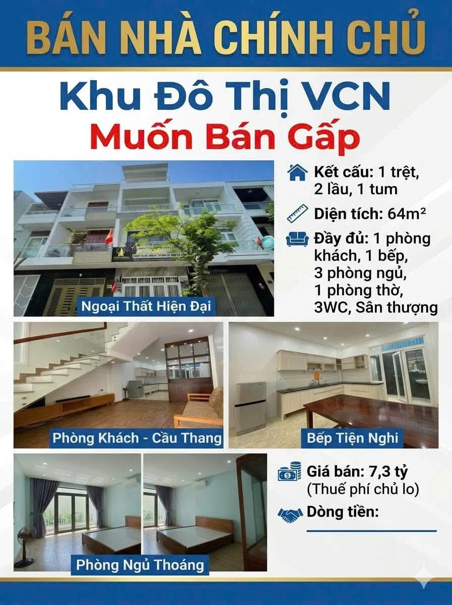 Bán nhà phố 64m² 3 phòng ngủ Khu đô thị VCN, Thủ Đức - 7,3 tỷ - Ảnh thu nhỏ 2