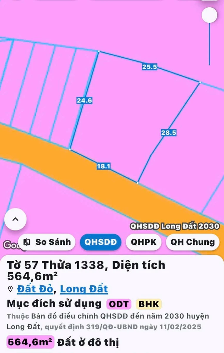 Bán lô đất 564 m² tại Đất Đỏ, giá 1 tỷ 950 triệu - Ảnh 1