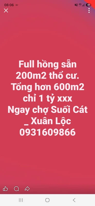 Bán đất 600m2 thổ cư 200m2, Xuân Lộc