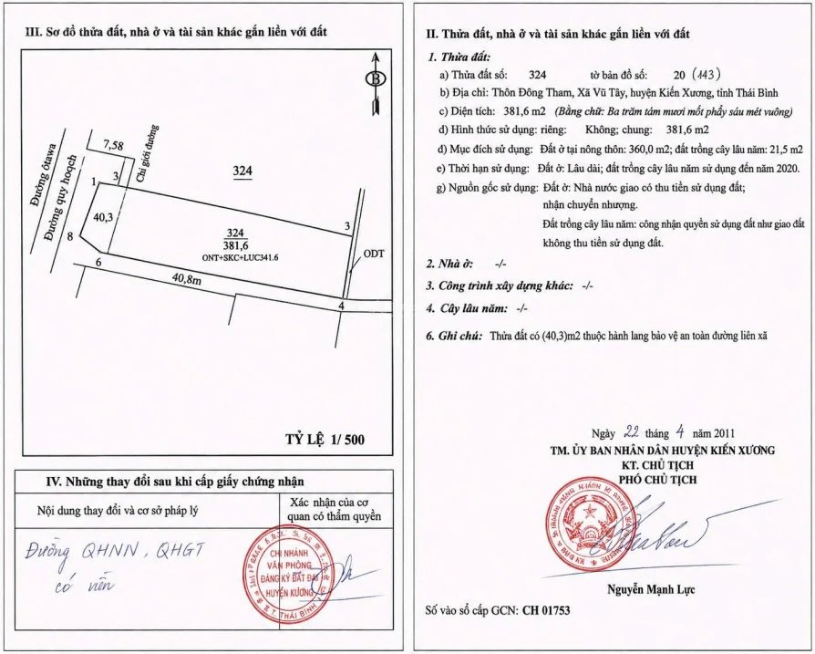 Bán đất 382m, có sẵn nhà kiên cố thuộc xã Tây Sơn - Kiến Xương cũ. Giá 6.6 tỷ - Ảnh 1