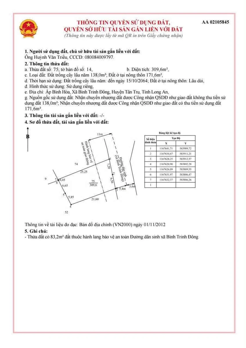 Bán đất xây nhà vườn 309.6m² Bình Tân 1 tỷ 100 triệu - Ảnh thu nhỏ 3