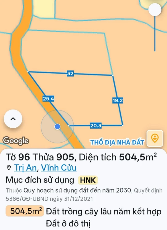 Bán lô đất 500m2 mặt tiền Phường Trị An, Đồng Nai - 550 triệu
