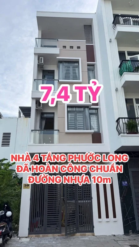 Bán nhà 4 tầng 66,6m² 5PN đường F1 TĐC Phước Long, Nha Trang giá 7,4 tỷ