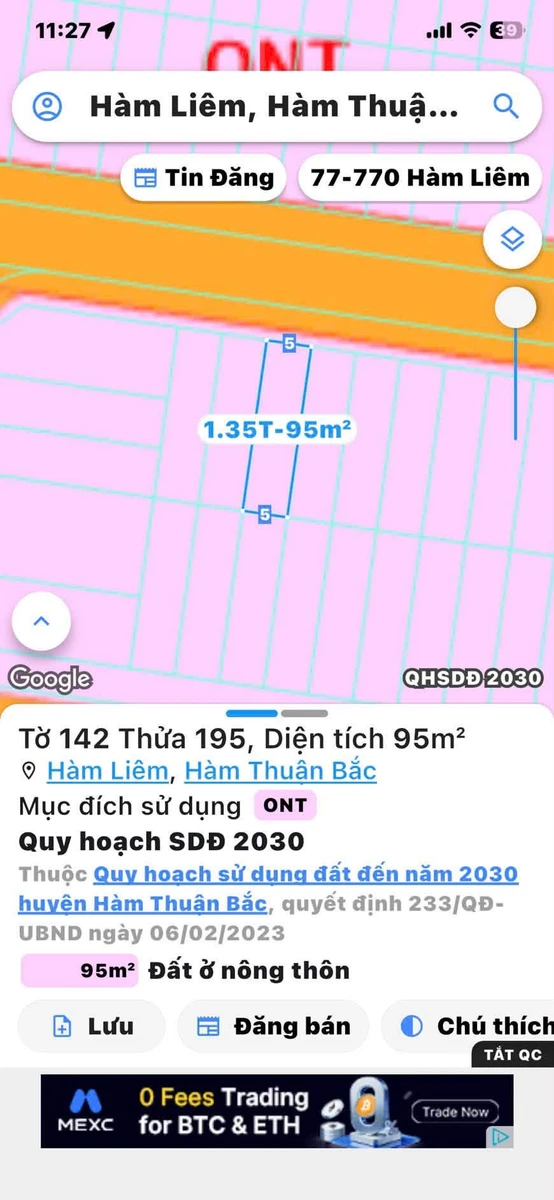 Bán đất 95m² Khu Tái Định Cư Hàm Liêm Nhà Bè 1,35 tỷ - Ảnh thu nhỏ 3
