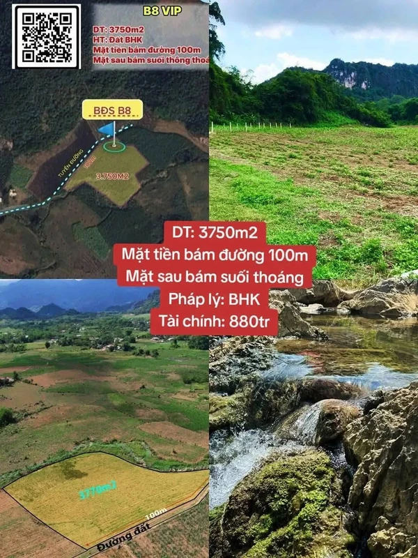 Bán đất 3750m2 mặt tiền 100m Mường Động, Phú Thọ