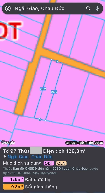 Bán lô đất hẻm Làng Nướng 130m² tại Châu Đức, Vũng Tàu
