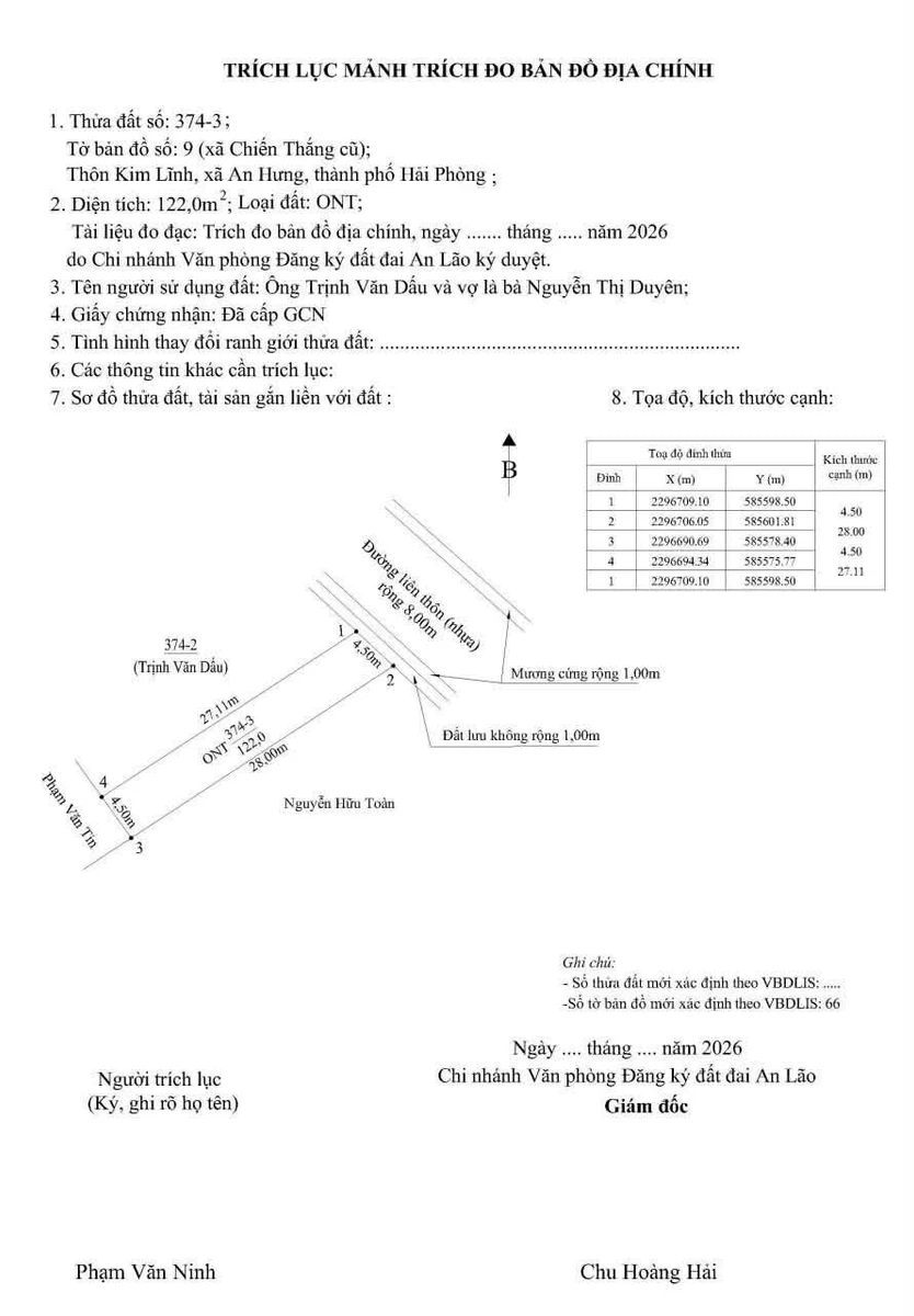 Bán lô đất mặt đường An Lão, Hải Phòng, 122m² - Ảnh thu nhỏ 2