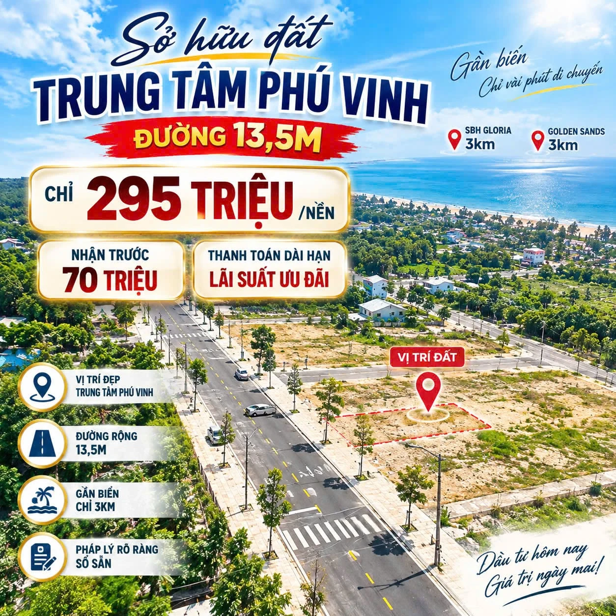 Bán đất nền Xã Phú Vinh, Vinh - 100-126m², 295 triệu - Ảnh 1
