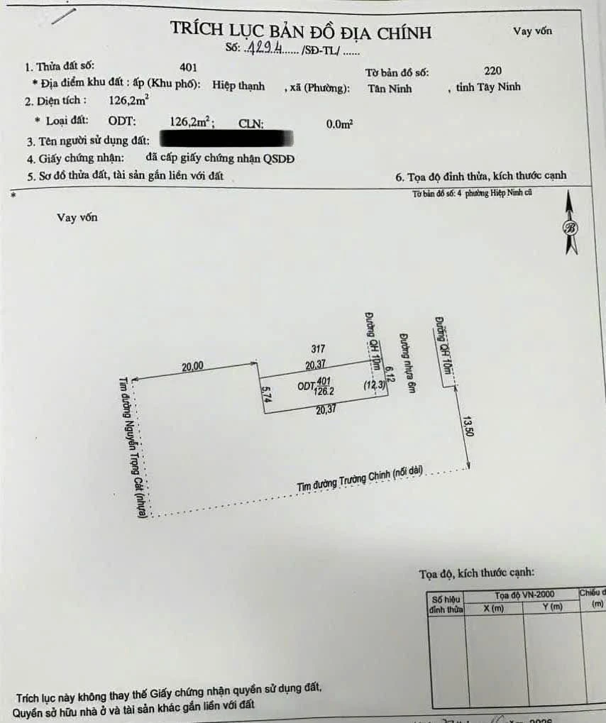 Bán đất 2 mặt tiền 116m² Hiệp Thạnh, Tây Ninh - Ảnh 1