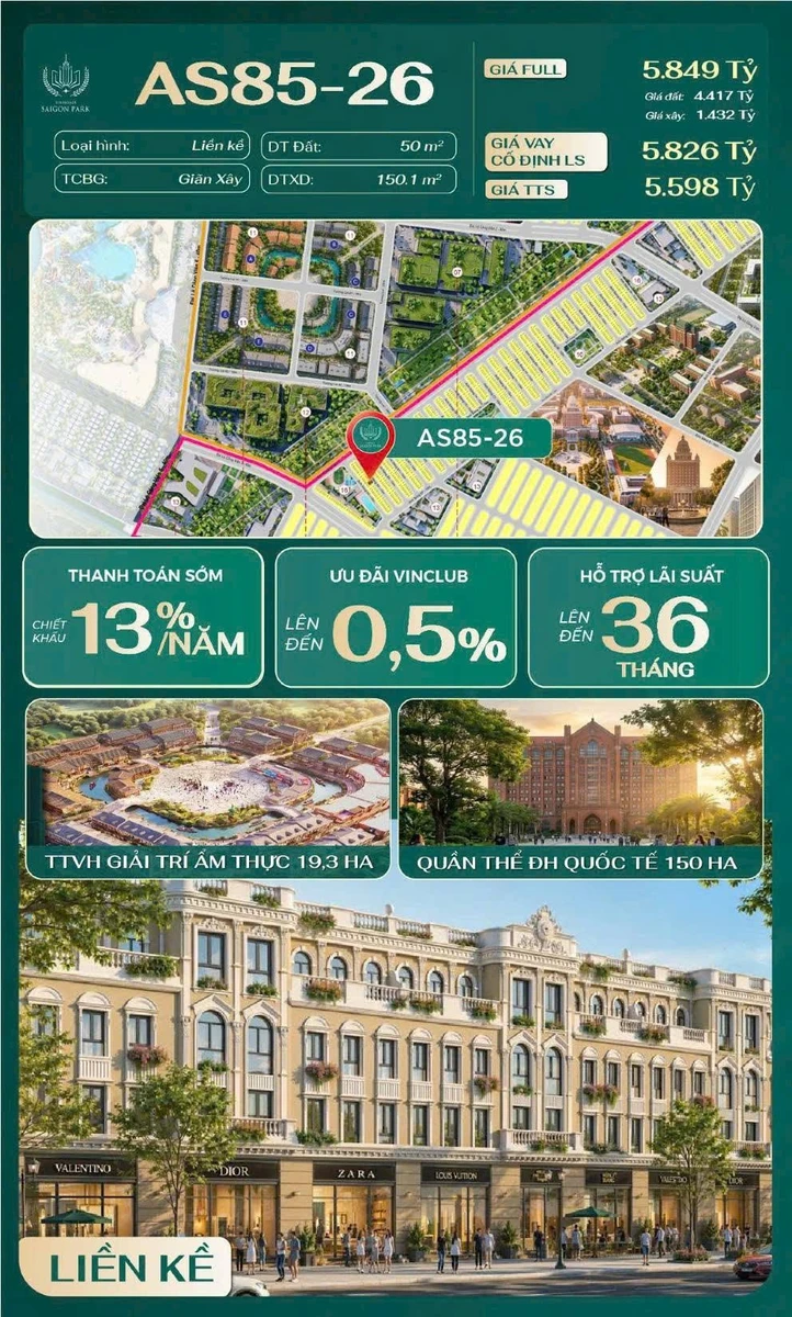 Bán nhà phố giãn xây 150m² tại Vinhomes Saigon Park - Ảnh 1