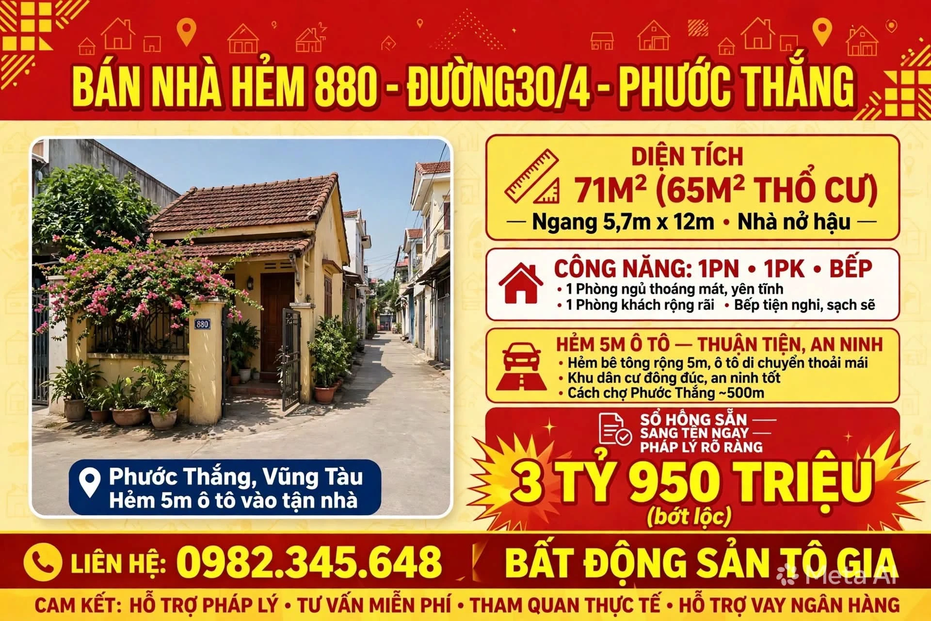 Bán nhà hẻm 71m² Đường 30 Tháng 4, Phước Thắng, Vũng Tàu - 3,95 tỷ - Ảnh 1