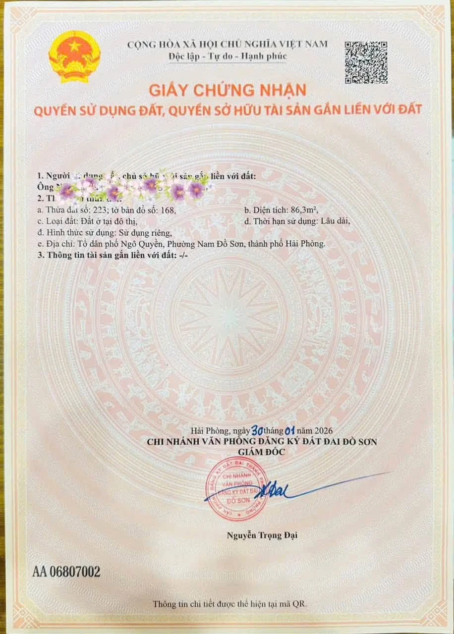 Bán lô đất mặt tiền 86m2 Đức Thắng Nam Đồ Sơn Hải Phòng - Ảnh 1