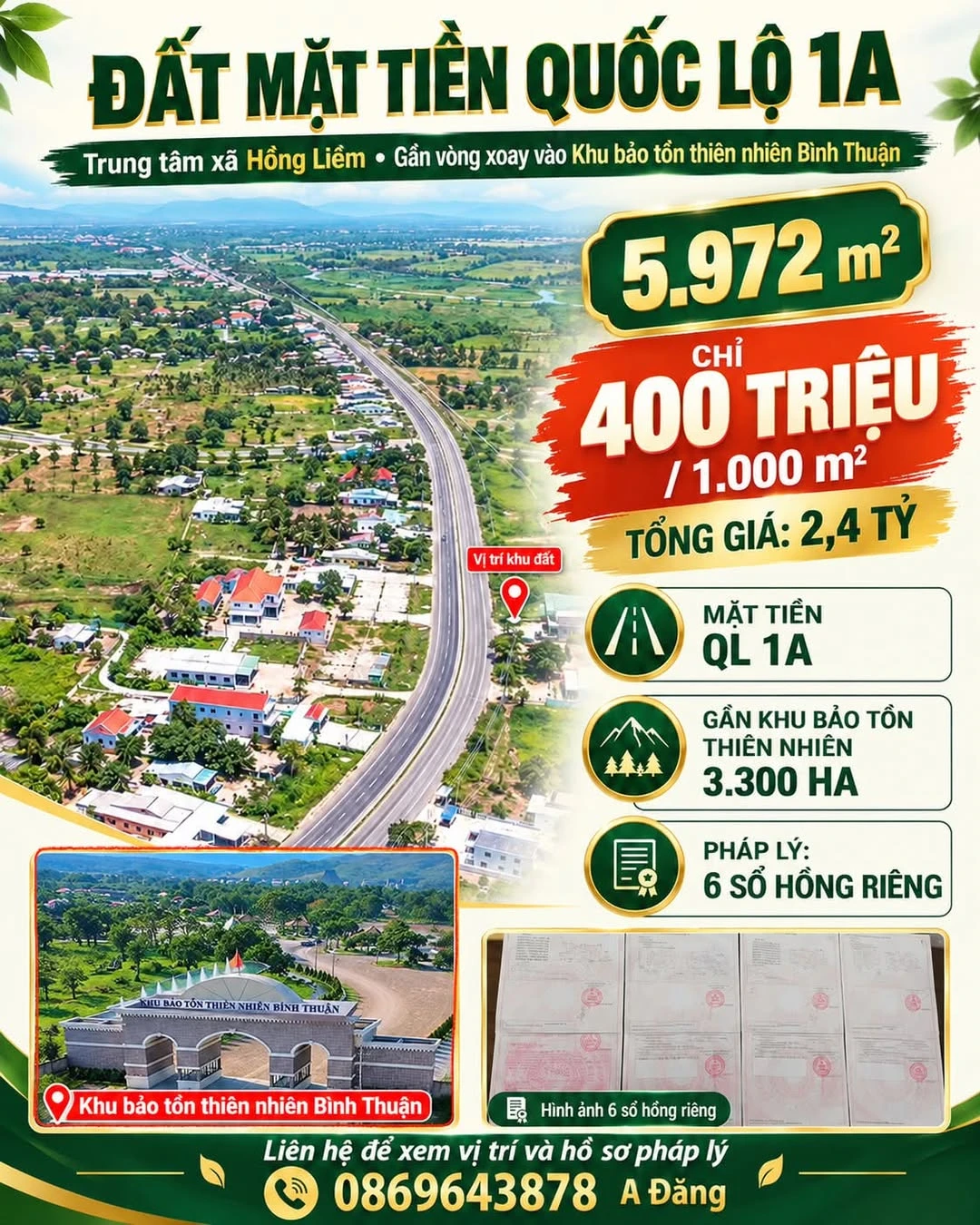 Bán đất 6 sào QL 1A, Hồng Liêm - Ảnh 1