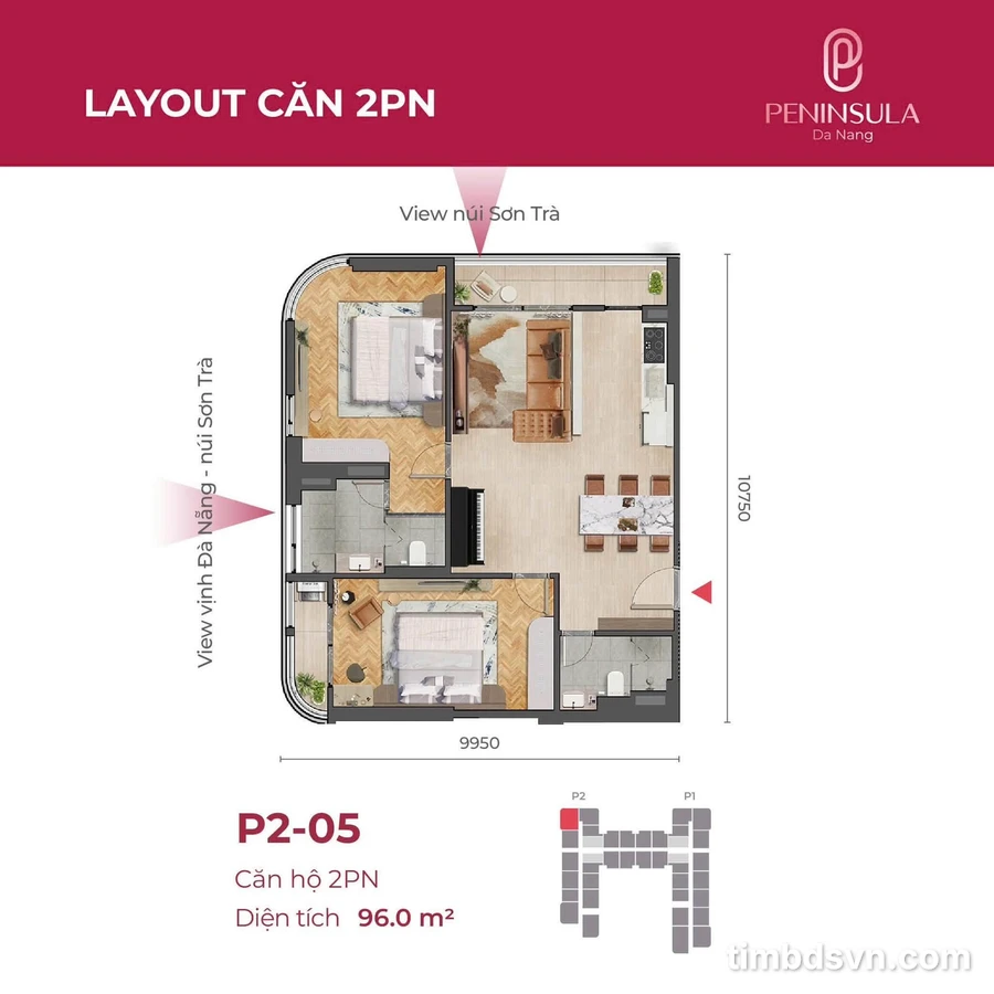 Bán căn hộ 2PN 96m² Peninsula Đà Nẵng, giá 5,032 tỷ - Ảnh thu nhỏ 5
