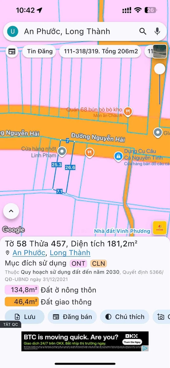 Bán đất mặt tiền kinh doanh 181m² Long Thành giá 6 tỷ - Ảnh thu nhỏ 2