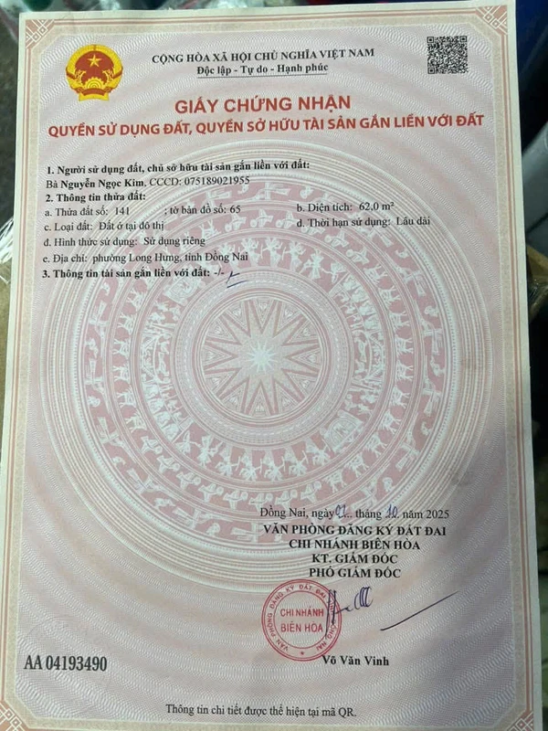 Bán đất 62m2 giá 790 triệu gần Ngã ba Vũng Tàu, Phường Long Hưng, Biên Hòa