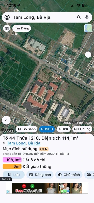 Bán đất 120m² giá 2 tỷ 435 triệu tại Phường Tam Long Bà Rịa
