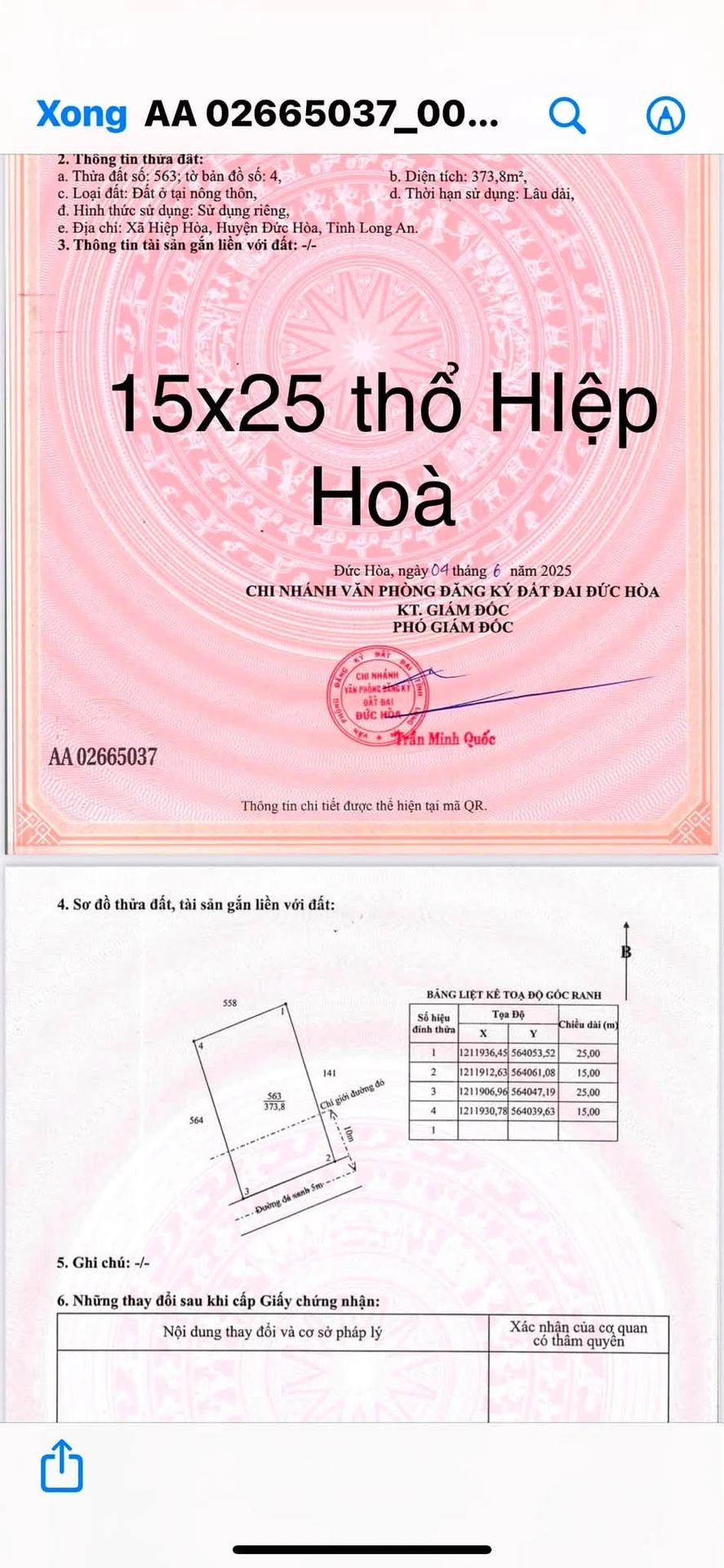 Bán đất thổ cư mặt tiền đường đá xanh 6m 15x25m tại Hiệp Hòa giá 1,6 tỷ - Ảnh 1