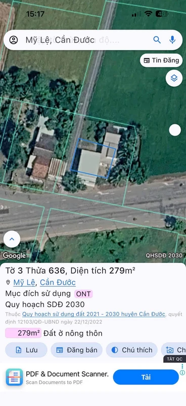 Bán đất mặt tiền Tỉnh Lộ 830 1350m² Cần Đước